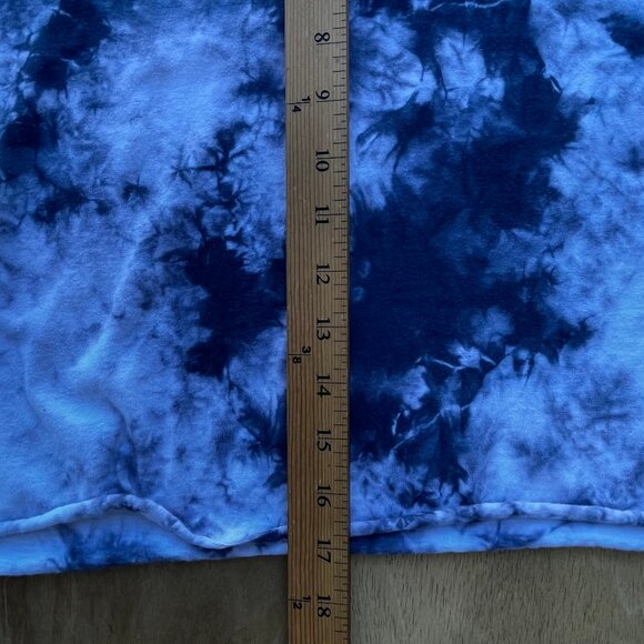 VANS TIE DYE CUT OFF Women’s Navy Blue White Crew Neck Frayed Hem Sweatshirt S - Picture 6 of 7